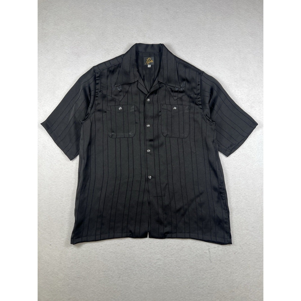 Needles Cowboy ONE-UP Black Western Pearl Button Butterfly Small‎ SS Shirt XS